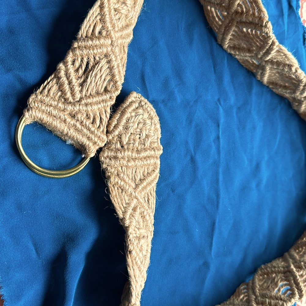 Macrame belt 41 3/4” long hand woven vintage 2” wide